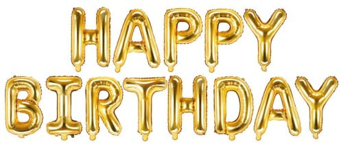 FLG | Happy Birthday Party Ballons Farbe: Gold - Größe: 40cm - Folienballons Geburtstag Ballons Deko Set mit Strohhalm und Schnur (Gold)