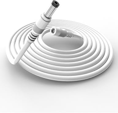 Tonton CCTV Power Extension Cable 3M(10ft), 2.1mmx 5.5mm Female to Male 12V DC Extension cable for Tapo C110,C211,C510W,TC70 Cameras, Router, LED Strip Light, CCTV Cameras, DVR/NVR Recorder (White)