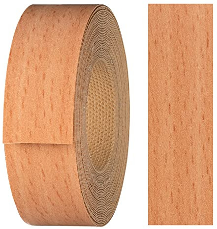 haggiy Ruban adhésif pour bords en mélamine avec adhésif thermofusible, 21 mm x 5 m, ruban adhésif thermocollant pour étagères et panneaux, décoration : hêtre