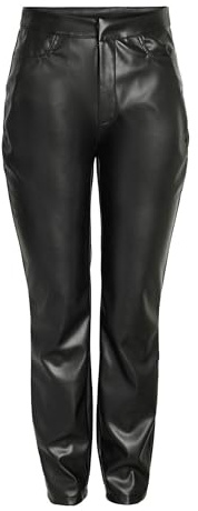Noisy May Damen Lederimitathose Nmandy Moni Pu Hw Ankle Pants Noos