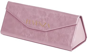 ELVENZA Glasses Case Foldable Sunglasses Case with Cleaning Cloth, Glasses Holder (Pink)