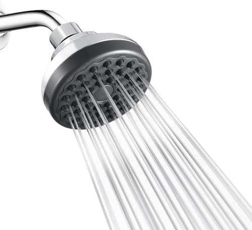 High Pressure Shower Head, 3 Inch Showerhead Perfect for Homes with Low Water Pressure Leak Proof Fixed Shower Heads, with Angle Adjustable Swivel Brass Ball Joint (Chrome)