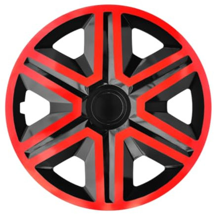 Luckyberg Radkappen 15 Zoll Action | Zierkappen in vielen Farben, Radzierblenden 4er-Set für die meisten Automarken und Stahlfelgen. Felgenabdeckung für Autofelgen. (15 - ROT/SCHWARZ)