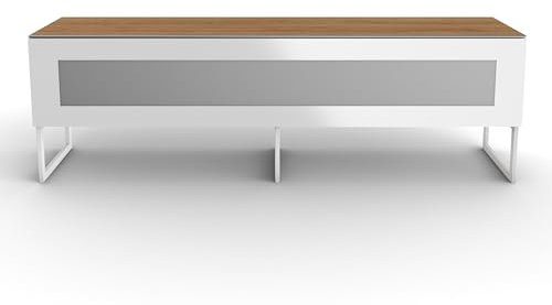 UPMINSTER - Meuble TV Bois Clair avec Porte en Verre Infrarouge Blanche