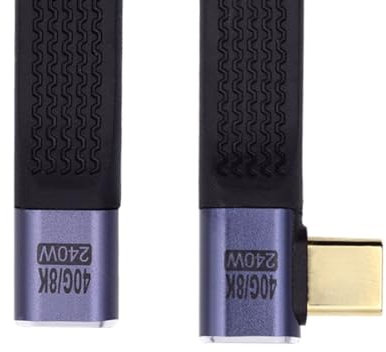 chenyang Câble d'extension USB C court USB 4 vers prise - Fin et plat - Angle droit de 90 degrés - 13 cm - 40 Gbit/s - Puissance de 240 W et vidéo 8K @ 60 Hz