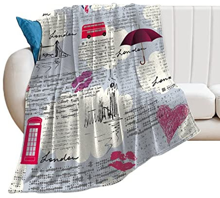 Couchdecke Zeitung Mit Einem London-Schriftzug Fleecedecke Flauschige Anti-Verfärben Überwurfdecke Für Couch Erwachsene Sofa 40X50