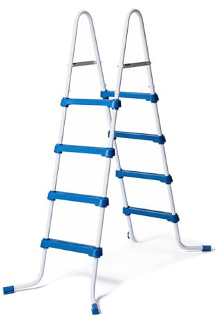 Funsicle 52 Inch SureStep 3 Stair Lightweight Steel Outdoor Above Ground Swimming Pool Ladder with Non Slip Feet for Outdoor Use, Blue/White
