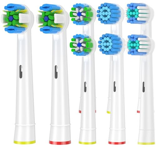 Qitizu Brossette Compatible avec Braun Oral-b, Têtes de Rechange pour Brosse à Dents Electrique Oral-b, Inclure Precision, Floss, Cross, Sensitive (8 blanc)