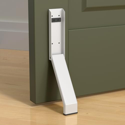 Door Stop, No Drilling Door Stoppers to Keep Door Open, Easy Pedal Kick Down Door Holder, Bottom of Door (White x 1 Pack)