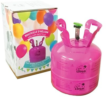 P'tit Clown - 23411 - Bouteille Hélium Jetable pour Ballons - Facile à Utiliser - Parfaite pour Décoration Fêtes, Anniversaire, Mariage, Baptême, Bal, Noël, Nouvel An - Pour 20 BALLONS (non inclus)