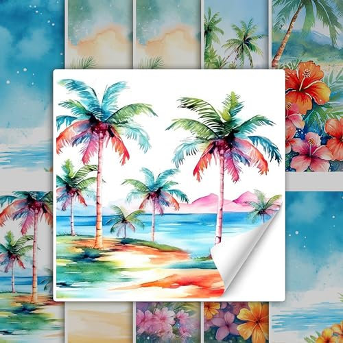 GRAZDesign Fliesenaufkleber Bad & Küche, Tropical Palmen Klebefliesen selbstklebend - 15x15cm / 10 Stück
