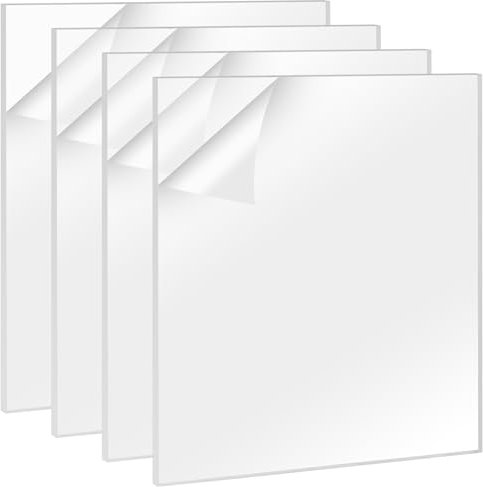 KEILEOHO Acrylplatten, 300 x 300 mm, transparent, 6 mm platten, dicke Acryl platten zum Malen, Drucken, Bilderrahmen, 4 Stück