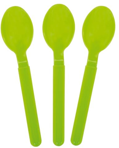 GioStyle Set di 3 Cucchiai in Plastica Alimentare | 19 cm | Verde | Made in Italy | Perfetto per Feste, Picnic, Campeggio | Linea Trippy