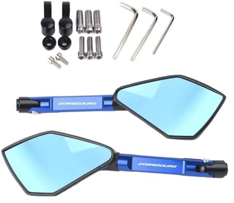 BUTUFYTR Lenkerendenspiegel Für A&prilia Für Dorsoduro 750 Für Dorsoduro 1200 Universal Motorrad Spiegel Motorrad Seite Rückspiegel(Blue 1)