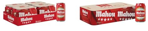 Mahou 5 Estrellas, Cerveza Lager, Pack 24 Latas x 25 cl + 28 Latas x 33 cl