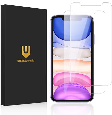 UNBREAKcable Bruchsichere Displayschutzfolie aus gehärtetem Glas für iPhone 11/iPhone XR [2er-Pack] [Einfacher Installationsrahmen] [9H Härte] [99,99% HD klar] [blasenfrei] für Apple 6,1 Zoll