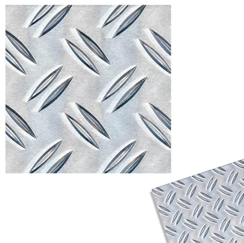 1 x siwitec Riffelblech alu 120 x 1000 x 1,5 mm, Zuschnitt, Aluminium Platte, natur, Dünnes Blech, Tränenblech