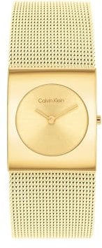 Calvin Klein Analog Quarzuhr für Damen Kollektion CK Pulse mit Goldfarben Edelstahl-Mesh-Gliederarmband - 25100062