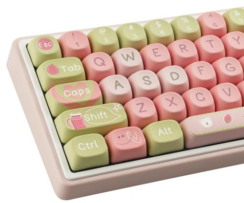 Sunzit MOA Profile Guava Cute Keycaps Set - 129 PBT Keys, Dye Sublimation Custom Keycaps for Cherry MX Switches, ISO/ANSI UK Layout 104/87/74/61/60 Mechanical Gaming Keyboard