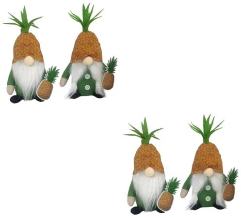 QUMIIRITY 4stücke Hawaiianische GNOME Plüschstatue Niedliche Deko Für Garten Und Tisch Cartoon GNOME Puppen Aus Sicheren Materialien Für Frühling Hochzeiten Und Feste