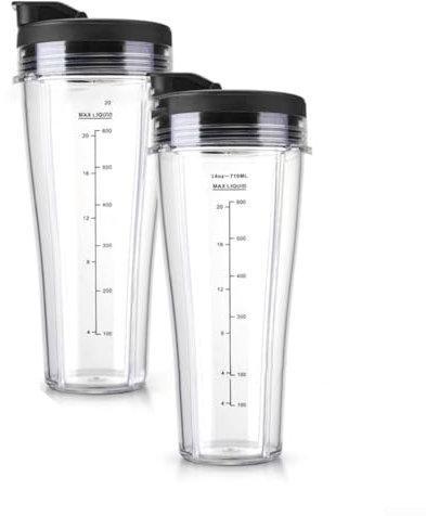 Zilimontt 2Pcs Blend Machines Replacement Cups,Cup Of Health Compatible With SS100 And SS300 Blenders,24OZ Capacity Cup With Protective Sleeve