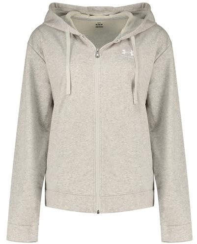 Under Armour Women's Rival Terry Full Zip, Warm and Comfortable Women's Hoodie with Fast-Drying Material, Ladies' Hooded Top for Sports and Casual Wear,Mod Gray / / White,XS