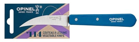 OPINEL Gemüsemesser N°114 Blau, Griff aus lackiertem Weißbuchenholz, Klinge aus Edelstahl, 10000932