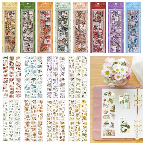 APOMOONS Set mit 556 Aufklebern auf 48 Blättern für Scrapbooking und Tagebuch, Dekorationszubehör