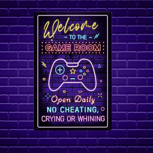 Jiusely Letrero de pared de metal retro divertido para sala de juegos