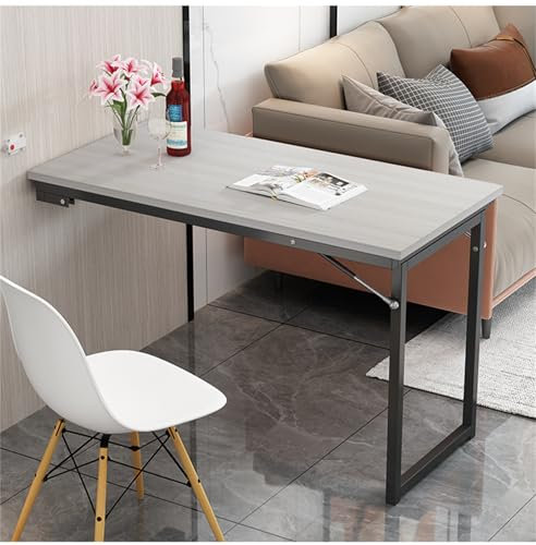 Pounjsd Mesa Comedor abatible de Pared 120×60cm, Mesa Plegable de Pared Madera multifuncionales, Escritorio de Ordenador Flotante, Mesa de Cocina montada en la Pared para Sala de Estar, Comedor
