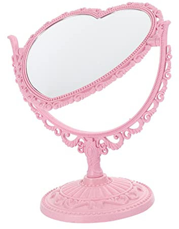 Gatuida 2pièces Miroir De Maquillage Vintage Forme De Cœur Miroir De Bureau Compact Et Élégant pour Table Ou Chambre
