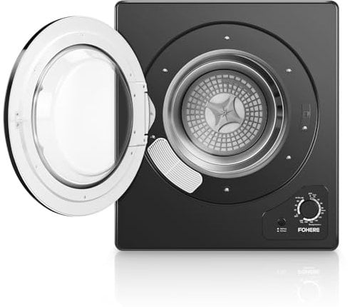 5KG Small Tumble Dryer, FOHERE Vented Dryers for Apartments and Small Home, 1200W Vented Tumble Dryer with Vent tube, 5 Automatic Drying Modes, Black