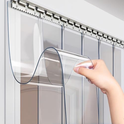 FVTVHEV Cortina de láminas de PVC Plástico Transparente Cortina Grosor de 2,5 mm Lamas industriales Fácil de Instalar Adecuado para almacenes, garajes, fábricas, supermercados(15x210cm(1pcs))