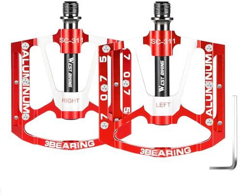 Mountainbike-Pedale, 3 Kugellager, 9/16 Zoll MTB-Pedales, flach, leichtes Aluminium, rutschfeste Fahrrad-Plattform-Pedale für Rennrad, BMX, MTB, Bikes