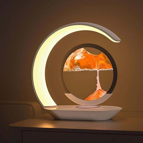 Evadore Lumaflow Sandscape Charger, 3D-Sandbild-Sandlandschaftslampe mit kabelloser Ladestation, 3-in-1 Sandscap Lampe mit kabellosem Ladegerät, beruhigendes Doppellicht, Sandkunst-dekoration (Gelb)