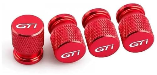 R-timer Ventilkappen 4 Stück Ventildeckel für Peugeot GTI, Auto-Reifen Ventil Metall-Reifen für Stabilen Reifendruck,Red