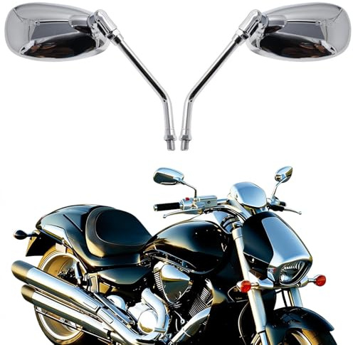 FRICYGAO Motorrad Spiegel 10MM Chrom Motorrad Rückspiegel Seitenspiegel für Street Bike, Scooter Honda, Suzuki, Cruiser,Sport Bike And ATV (Chrom-(10mm Spiegel))