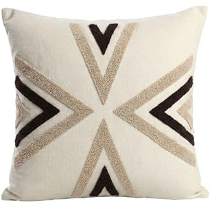 deco-raum ÖKO-TEX® Dekokissen 45x45 cm mit Füllung (380g) – Waschbares Sofakissen mit Reißverschluss – Nordic Arrow Beige, 2 Stück