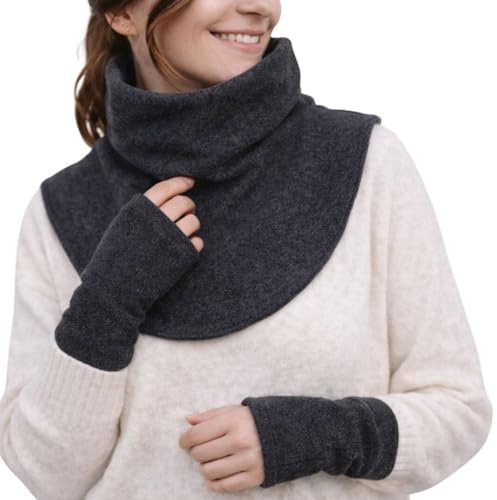 Hoppediz Schalkragen und Handstulpen Set, anthrazit | Wärmt Hals und Hände, besonders gut geeignet beim Tragen mit Tragetuch und Babytrage oder als modisches Accessoire, universal