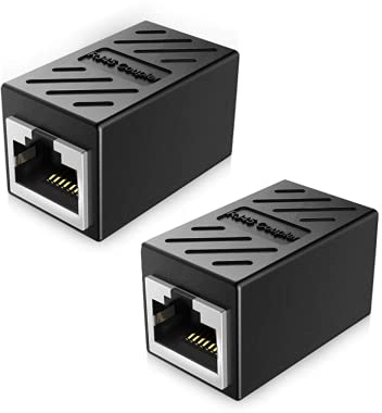RJ45 Coupler, Ethernet Cable Connector, RJ45 Connector, LAN cable Adapter, Powerline Network Adapter, Ethernet Female to Female Joiner, WiFi Extender link USB Socket Switch for speed internet (2 PACK)