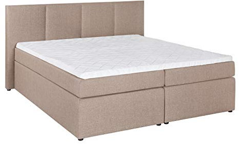 3F FURNITURE FOR FRIENDS Möbelfreude Doluna Boxspringbett Kaz Beige/grau 200x200 cm H2 inkl. Visco-Topper, Taschenfederkern-Matratze