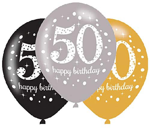 Adult Gold Celebration 50th Latex Balloons