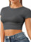 Re Tech UK - Women's Basic Ladies Short Sleeve Stretchy Crop Tops for Women, Slim Fit Crew Neck, Cropped T Shirt, Summer, Cute, Tshirt, Sizes 8-14 (S/M 8-10, Charcoal Dark Grey)
