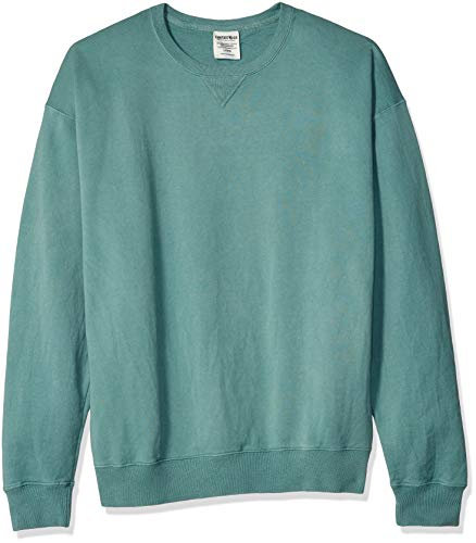 Hanes Men's Originals Fleece, Garment Dyed Pullover, Crewneck Sweatshirts, Cypress Green, S