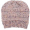 Markcur Pferdeschwanz Strickmütze Wintermütze Warme Beanie Hut Rosa