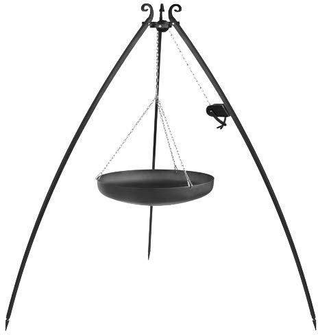 CookKing Stand-Grill Dreibein Grill massiv Wok-Pfanne 200cm mit Kurbel 70cm Ø