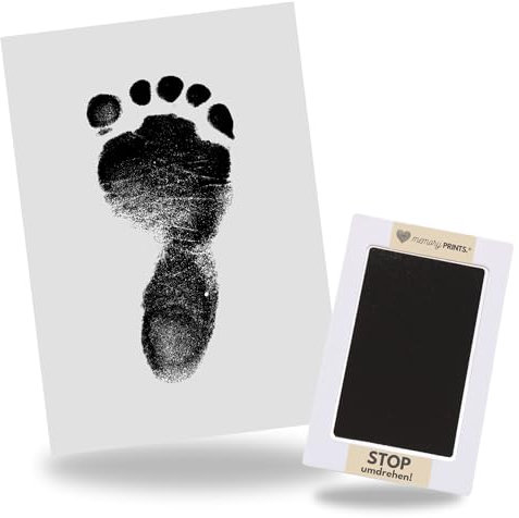 memoryPRINTS.® Baby Handabdruck Fußabdruck personalisiert - Abdruckset mit Holz Bilderrahmen für Babys - Geburtsposter mit 2 Stempelkissen - Babygeschenk Neugeborene