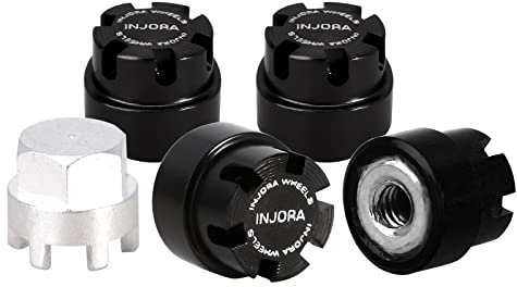 INJORA M2 Rad Mutter Kappe Locking Naben Rad Upgrade Teile für Axial SCX24 Deadbolt JLU Gladiator Bronco RC Crawler Wagen(Schwarz)