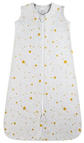 Owlivia Bio-Baumwolle Baby Schlafsack 0.5 Tog Jungen Mädchen Schlafsack, Tragbare Baby-Decke mit 2-Wege-Reißverschluss (Goldener Stern, 12-18 Monate)