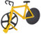 Toskope Tagliapizza per bicicletta, antiaderente, in acciaio inox, doppia pizza, adatto per cucina, feste, ecc. Ideale come accessorio per Natale, giallo